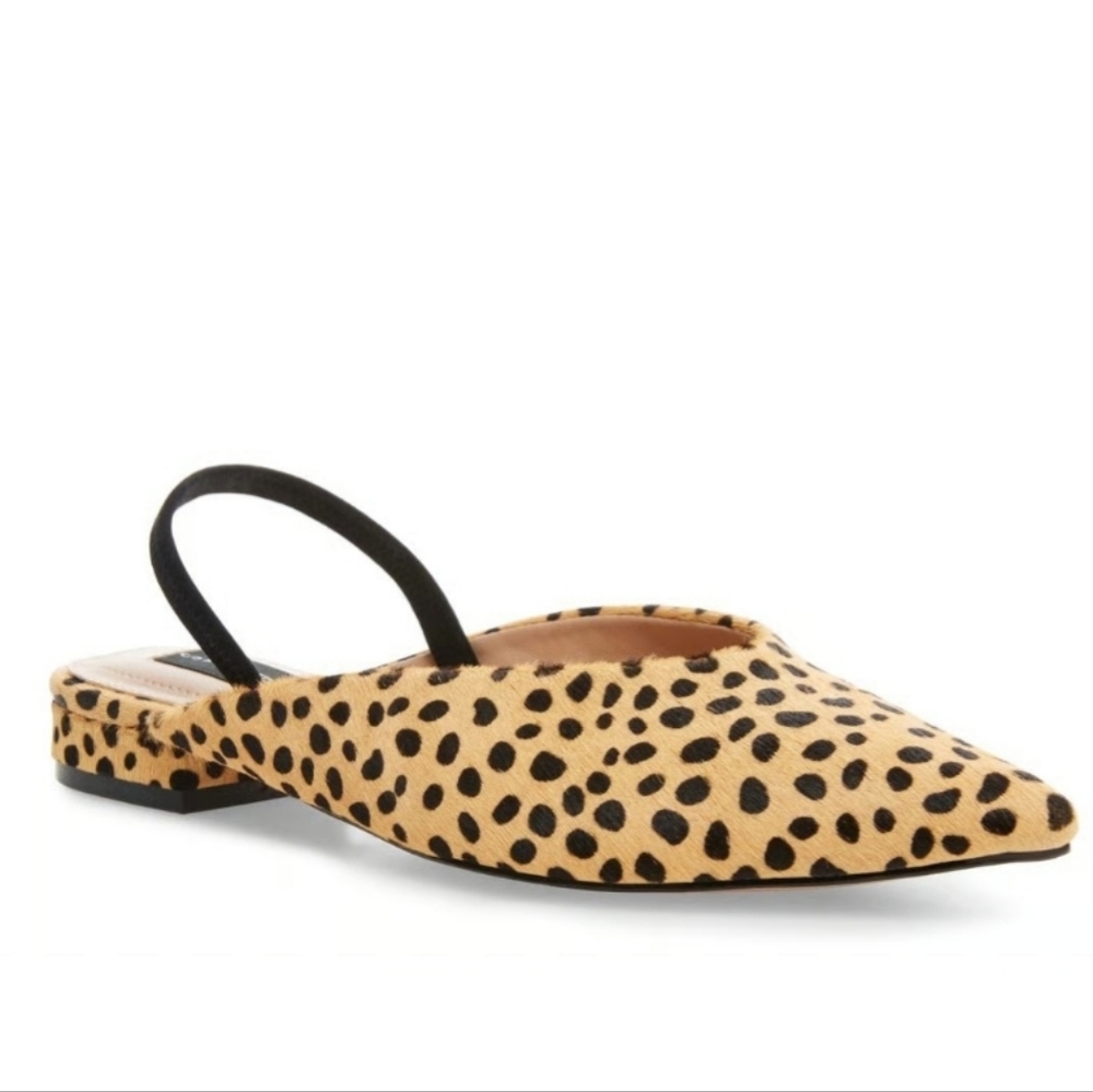 Steven By Steve Madden Leopard Print Slingback Flats - Tan & Black